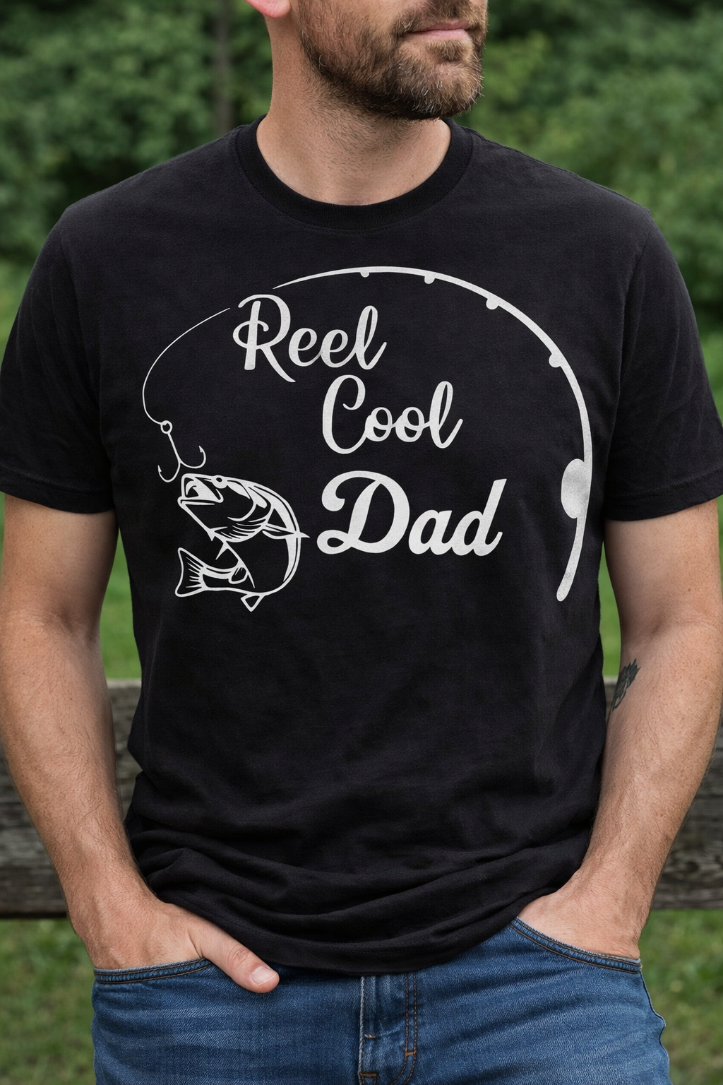 Reel Cool Dad – Funny Fishing Father’s Day Design / Outdoor Dad Gift / Angler Graphic Tee