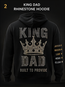 King Dad Rhinestone Hoodie – Built to Provide Edition