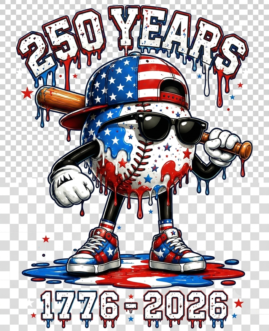 250 Years Patriotic Baseball Drip Tee