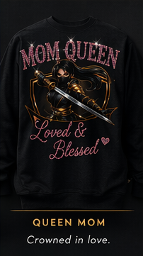 Mom Queen T-Shirt – Front & Back Rhinestone Design